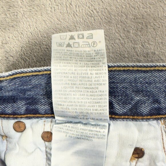 Levis 501 Jeans Mens 30x30 Blue Denim Button Fly Grunge Faded Straight Pants Y2K - Picture 14 of 16